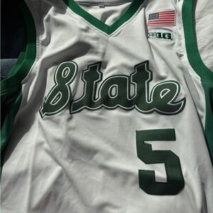 White and Green Basketball Jersey